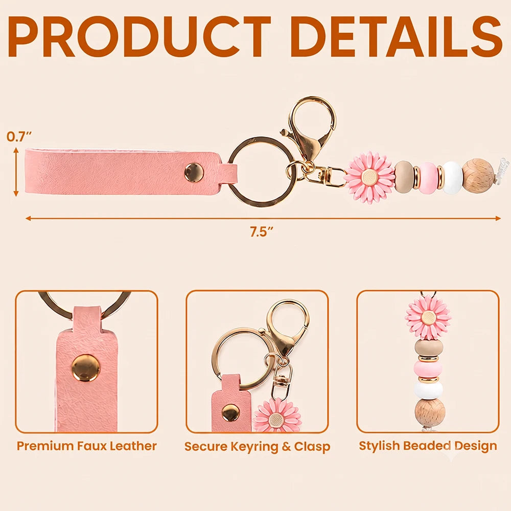 Sentimental, Icon - A True Friendship Is A Journey Without An End - Personalized Leather Beaded Keychain