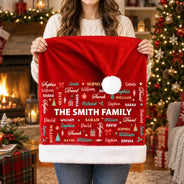 Christmas, Custom Text, Family, Happy - Christmas Table Decor Gift For Family - Personalized Member Names Chair Cover