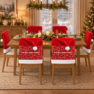 Christmas, Custom Text, Family, Happy - Christmas Table Decor Gift For Family - Personalized Member Names Chair Cover