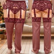 Christmas, Gift For Men, Gift For Yourself, Gifts For Him, Humorous, Icon, Top Market - Funny Christmas Gift For Husband Boyfriend Brother - Personalized Garter Illusion Print Pajama Pants