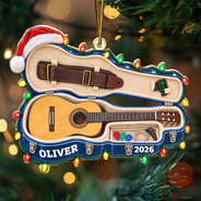 Christmas,Gift For Men,Gift For Yourself,Gifts For Him,Guitar,Happy,Icon,Music - Christmas Gift For Guitar Lovers - Personalized Guitar Case Acrylic Ornament