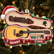 Christmas,Gift For Men,Gift For Yourself,Gifts For Him,Guitar,Happy,Icon,Music - Christmas Gift For Guitar Lovers - Personalized Guitar Case Acrylic Ornament