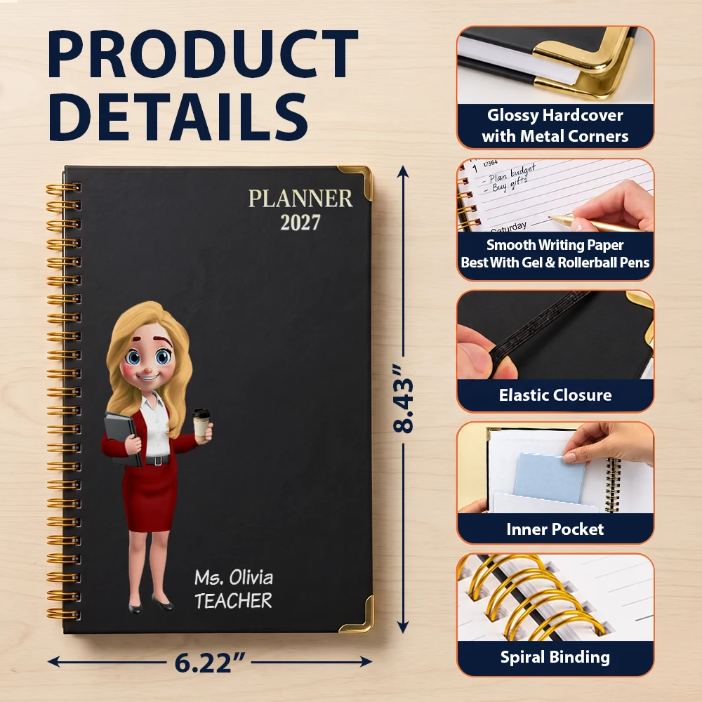 Confident,Gift For Colleagues,Top Market,Vector - Gift For Coworker, Teacher, Boss - Personalized Character With Name Journal