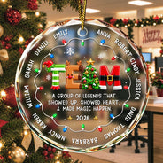 Christmas,Gift For Colleagues,Grateful,Text Shape - Circle,Top Market - Christmas Gift For Coworkers Team Members - Personalized Names & Year Group Of Legends Circle Glass Ornament