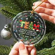 Christmas,Gift For Colleagues,Grateful,Text Shape - Circle,Top Market - Christmas Gift For Coworkers Team Members - Personalized Names & Year Group Of Legends Circle Glass Ornament