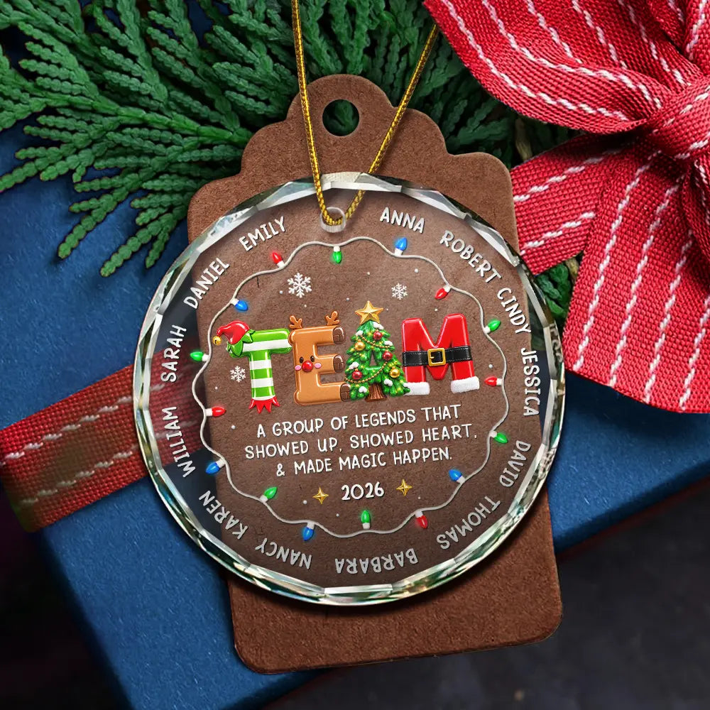 Christmas,Gift For Colleagues,Grateful,Text Shape - Circle,Top Market - Christmas Gift For Coworkers Team Members - Personalized Names & Year Group Of Legends Circle Glass Ornament