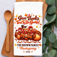 Custom Text,Gift For Grandma,Gifts For Her,Happy,Indoor Decor,Thanksgiving - Thanksgiving Kitchen Decor Gift For Mom Grandma Family - Personalized Funny Turkey Thankful For You Kitchen Towel
