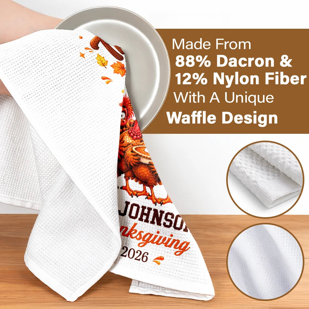 Custom Text,Gift For Grandma,Gifts For Her,Happy,Indoor Decor,Thanksgiving - Thanksgiving Kitchen Decor Gift For Mom Grandma Family - Personalized Funny Turkey Thankful For You Kitchen Towel