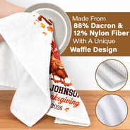 Custom Text,Gift For Grandma,Gifts For Her,Happy,Indoor Decor,Thanksgiving - Thanksgiving Kitchen Decor Gift For Mom Grandma Family - Personalized Funny Turkey Thankful For You Kitchen Towel