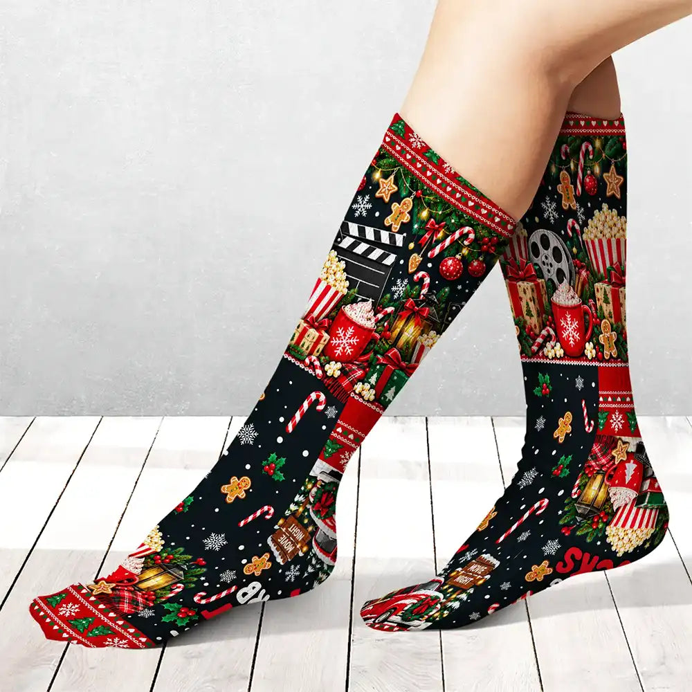 Christmas, Custom Text, Gift For Yourself, Gifts For Her, Gifts For Him, Happy, Top Market - Cozy Christmas Gift For Her Mom Friends - Personalized Do Not Disturb Holiday Movie Socks