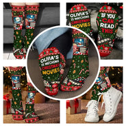 Christmas, Custom Text, Gift For Yourself, Gifts For Her, Gifts For Him, Happy, Top Market - Cozy Christmas Gift For Her Mom Friends - Personalized Do Not Disturb Holiday Movie Socks