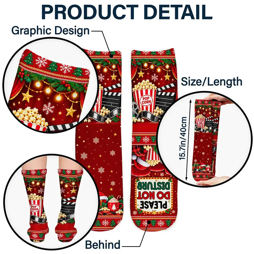 Christmas, Custom Text, Gift For Yourself, Gifts For Her, Gifts For Him, Happy, Top Market - Cozy Christmas Gift For Her Mom Friends - Personalized Do Not Disturb Holiday Movie Socks