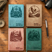 Gift For Men,Gift For Yourself,Gifts For Him,Happy,Hunting,Icon,Top Market - Gift For Hunters Husband Dad Grandpa - Personalized Hunting Log Leather Journal