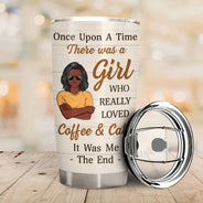 A Girl Who Really Loved Coffee & Cats - Gift For Cat Lovers - Personalized Custom Tumbler