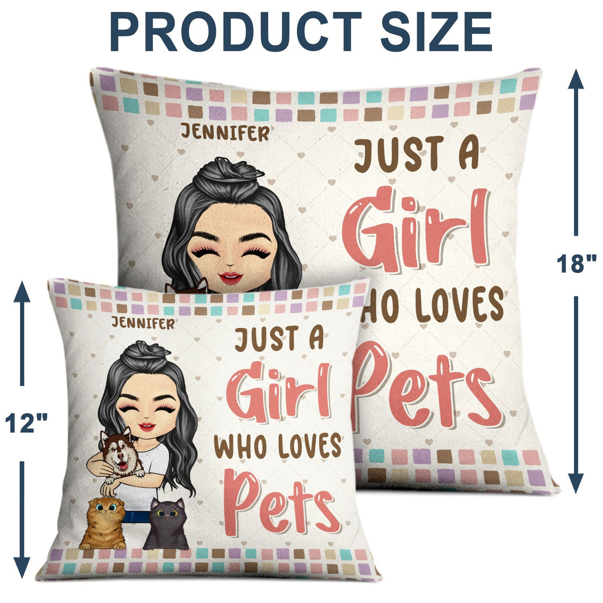 Pet Lovers Just A Girl Who Loves Pets - Gift For Pet Lovers - Personalized Custom Pillow