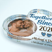 Custom Photo Together Since - Gift For Couples - Personalized Custom Heart Shaped Acrylic Plaque