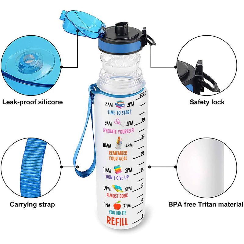 Living That Teacher Life - Gift For Teacher - Personalized Water Tracker Bottle