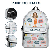 I Am Kind Smart Brave Affirmations - Gift For Kids, Back To School - Personalized Canvas Backpack
