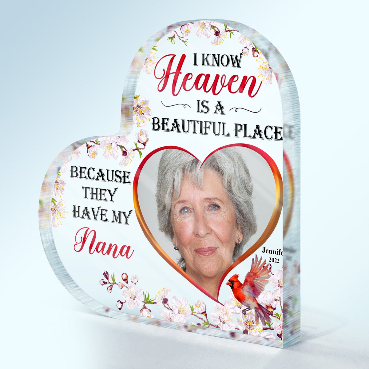 Custom Photo God Has You In His Arm I Have You In My Heart - Memorial Gift - Personalized Custom Heart Shaped Acrylic Plaque