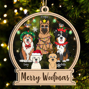 Dog Lovers Merry Woofmas - Christmas Gift For Dog Lovers - Personalized 2-Layered Mix Ornament