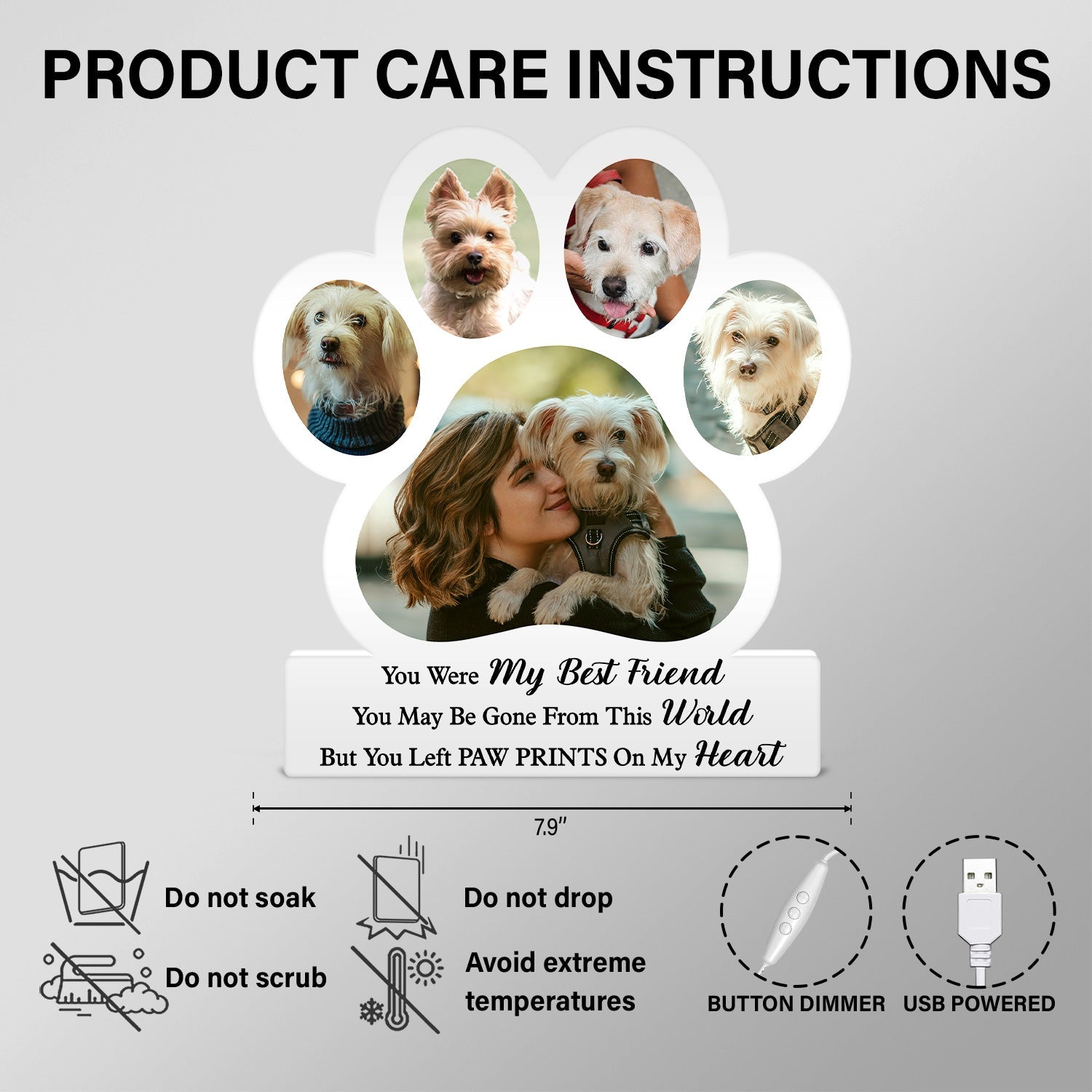 Custom Photo You Were My Favorite Hello And My Hardest Goodbye - Memorial Gift For Pet Lovers, Dog Mom, Dog Dad, Cat Mom, Cat Dad - Personalized Custom Shaped Photo Light Box