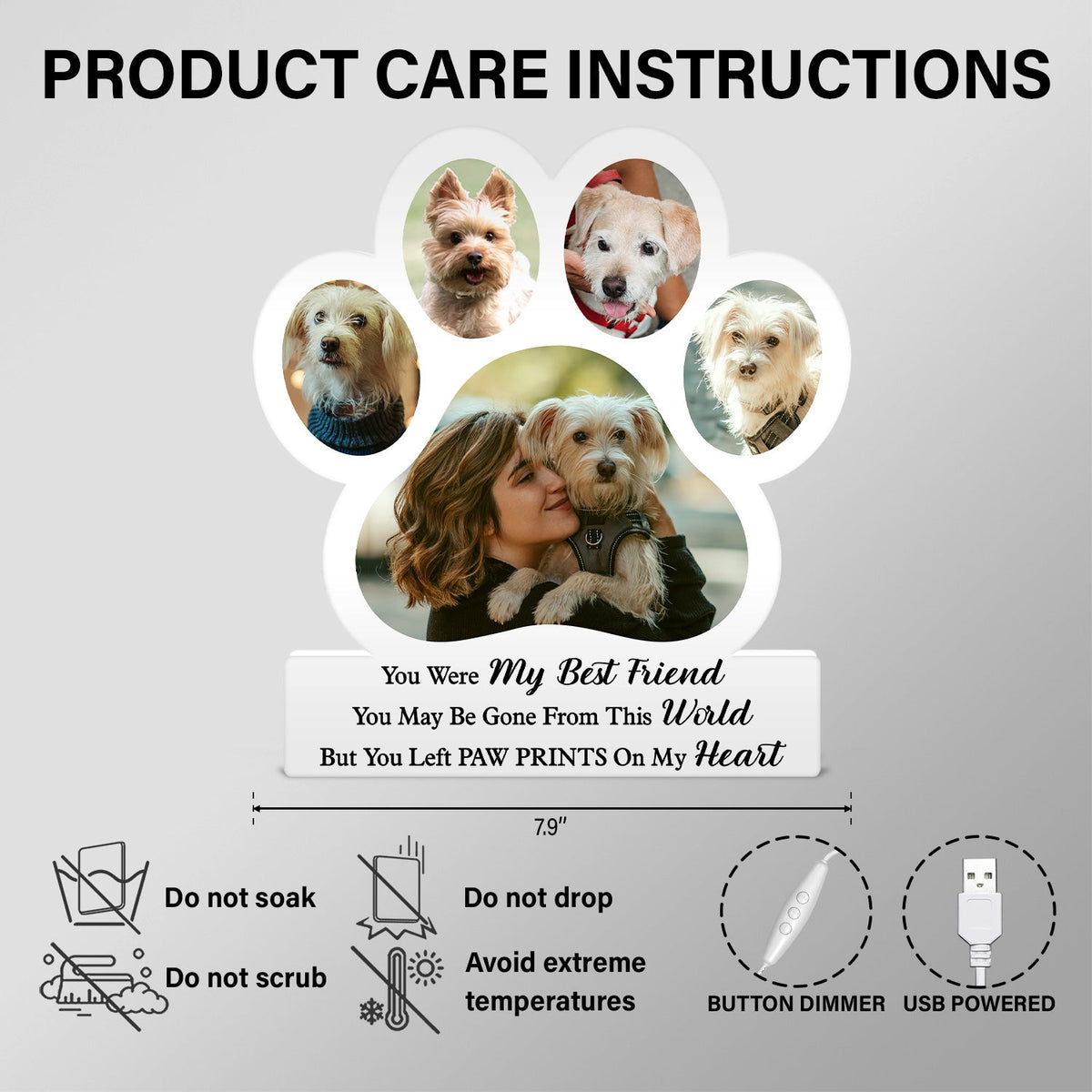 Custom Photo You Were My Favorite Hello And My Hardest Goodbye - Memorial Gift For Pet Lovers, Dog Mom, Dog Dad, Cat Mom, Cat Dad - Personalized Custom Shaped Photo Light Box