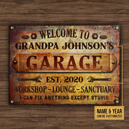 Auto Mechanic Rustic Garage Except Stupid Custom Classic Metal Signs, Grandpa Gift, Auto Mechanic Gift
