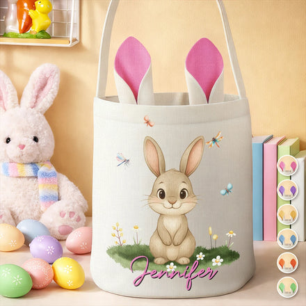 Adorable Animal With Name - Personalized Bunny Ears Bucket Bag