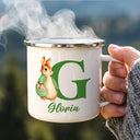 Gift For Kids,Grandma - Grandkids,Gift For Grandkids,Dad - Children,Mom - Children,Easter,Happy - Adorable Bunny With Alphabet Letters - Personalized Enamel Mug
