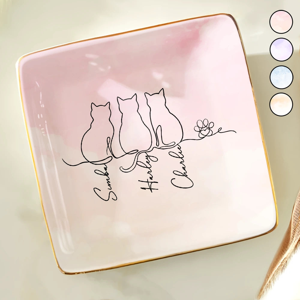 Adorable Cat Line - Personalized Ring Dish