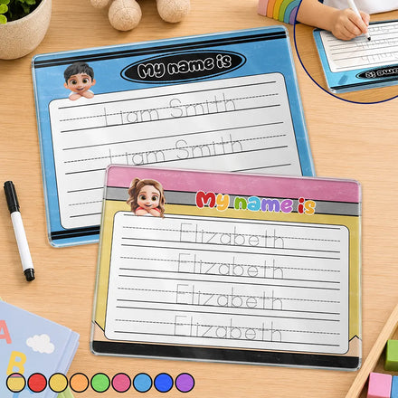 Adorable Kid And Handwriting Name - Personalized Acrylic Tracing Board