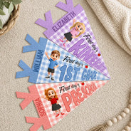 Confident,Back To School,Gift For Kids,Warp Text - Adorable Kid First Day Of Kindergarten & First Grade - Personalized Pennant
