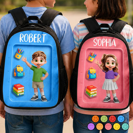 Adorable Kid Getting Ready For School - Personalized Kids Backpack
