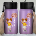 Top Market, Adorable, Back To School, Gift For Kids, Vector - Adorable Kid With Birth Month Flower - Personalized Kids Water Bottle