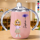 Adorable, Gift For Kids, Vector - Adorable Kid & Birth Month Flower - Personalized Sippy Cup