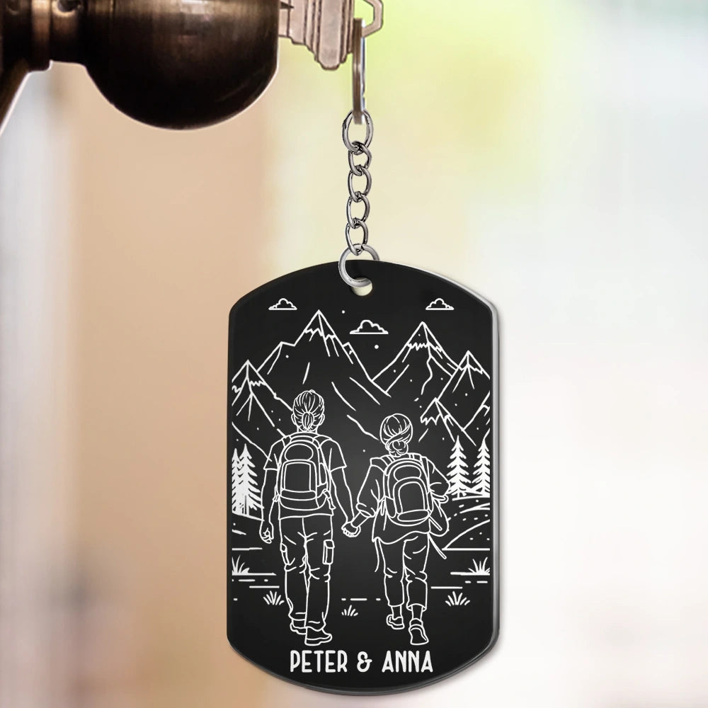 Gift For Couples,Gift For Husband,Old Couples,Gift For Wife,Gift For Boyfriend,Gift For Girlfriend,LGBT,Love - Adventure Partners For Life - Personalized Aluminum Keychain