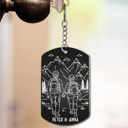 Gift For Couples,Gift For Husband,Old Couples,Gift For Wife,Gift For Boyfriend,Gift For Girlfriend,LGBT,Love - Adventure Partners For Life - Personalized Aluminum Keychain