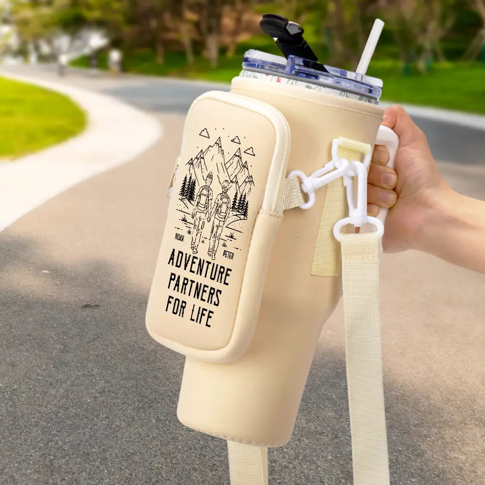 Gift For Couples,Old Couples,Gift For Husband,Gift For Wife,Gift For Boyfriend,Gift For Girlfriend,Happy - Adventure Partners For Life - Personalized Bottle Carrier Bag