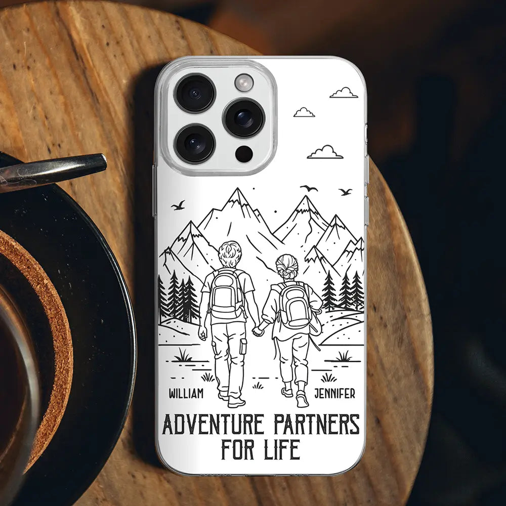 Gift For Couples,Gift For Husband,Old Couples,Gift For Wife,Gift For Boyfriend,Gift For Girlfriend,LGBT,Love - Adventure Partners For Life - Personalized Clear Phone Case