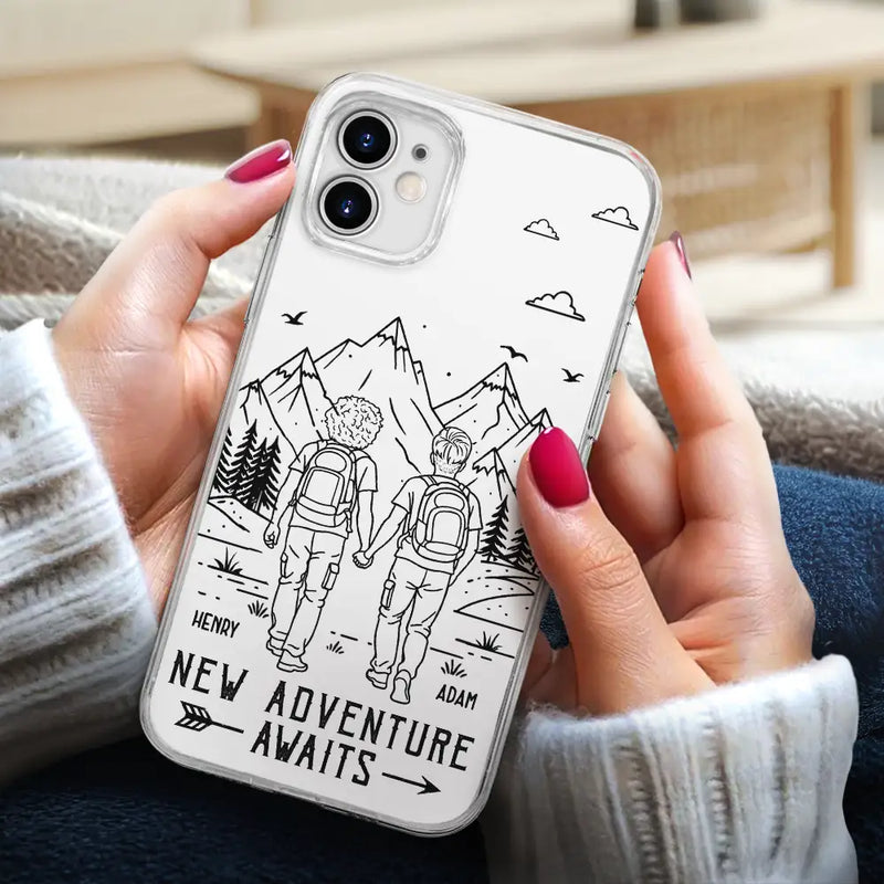 Gift For Couples,Gift For Husband,Old Couples,Gift For Wife,Gift For Boyfriend,Gift For Girlfriend,LGBT,Love - Adventure Partners For Life - Personalized Clear Phone Case