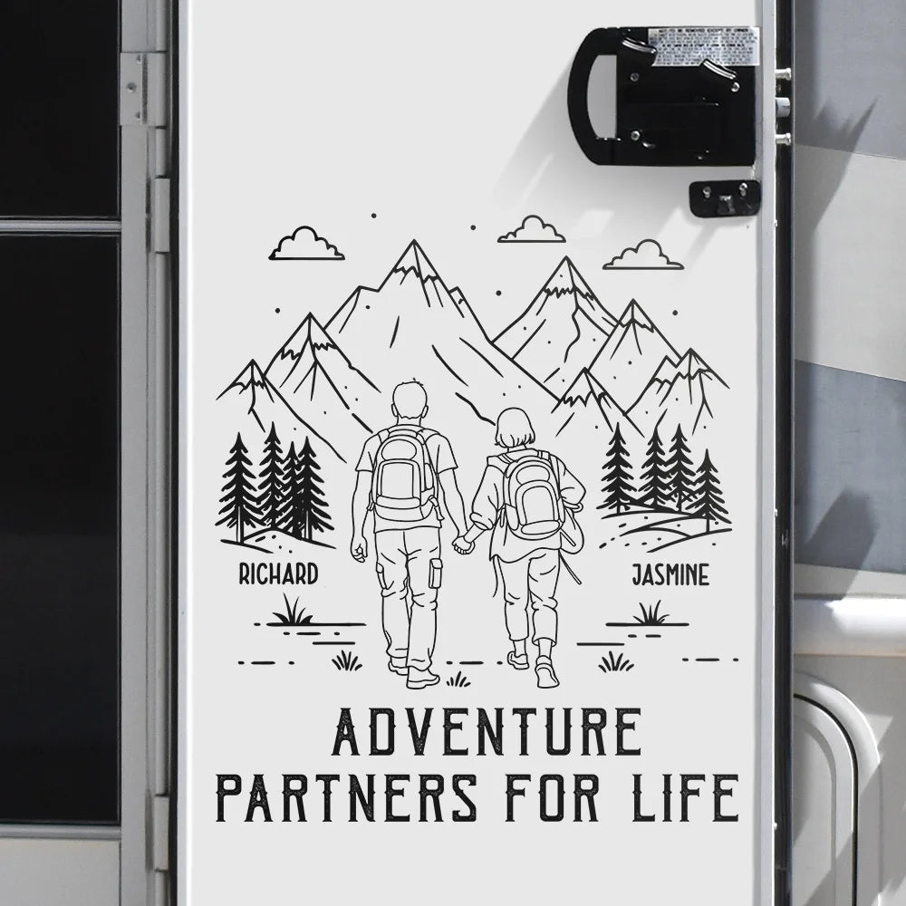 Gift For Couples,Old Couples,Gift For Husband,Gift For Wife,Gift For Boyfriend,Gift For Girlfriend,Happy - Adventure Partners For Life - Personalized Decor Decal