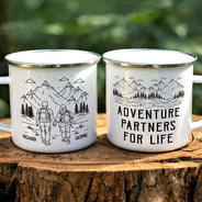 Gift For Couples, Gift For Husband, Old Couples, Gift For Wife, Gift For Boyfriend, Gift For Girlfriend, Love, Top Market - Adventure Partners For Life - Personalized Enamel Mug