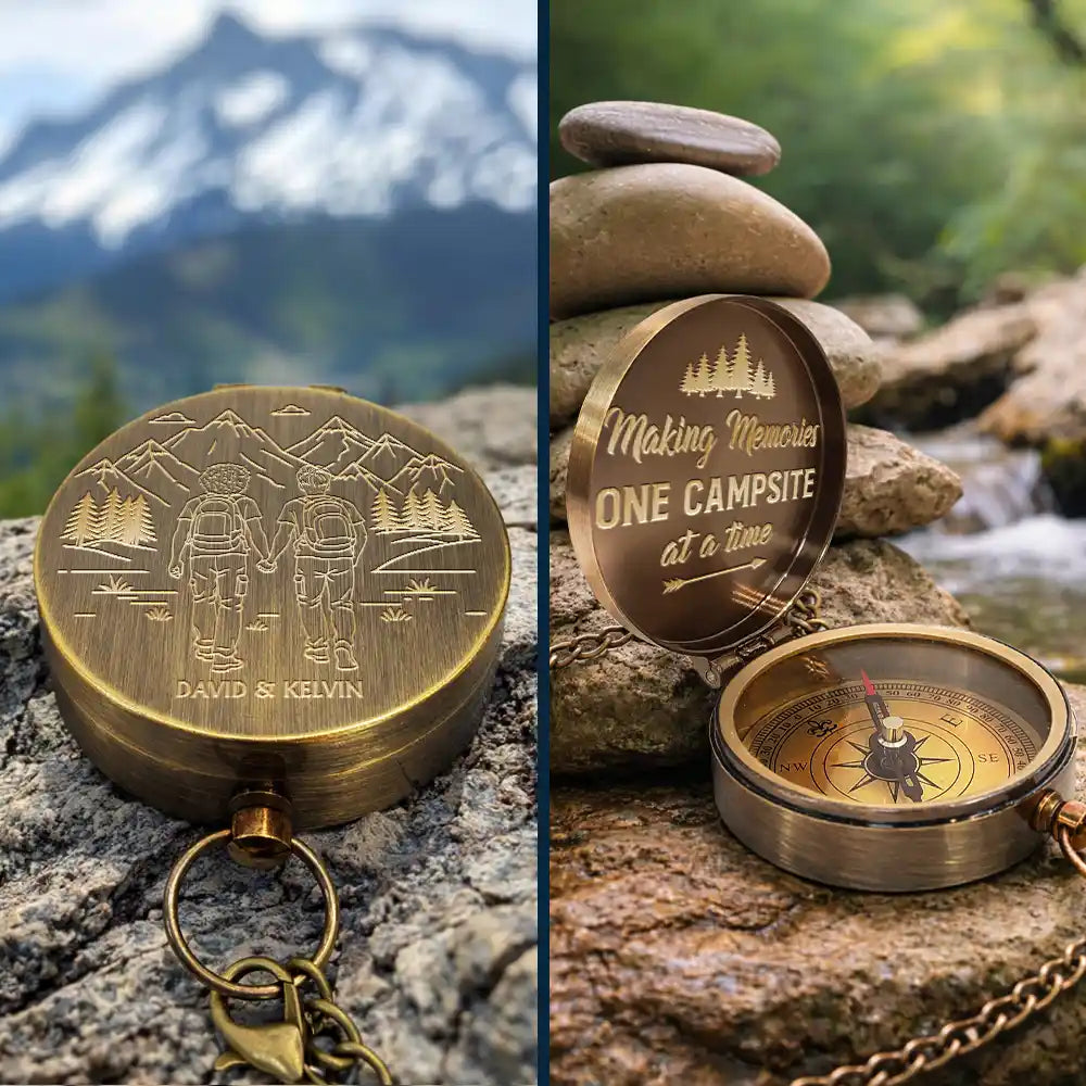 Gift For Couples,Old Couples,Gift For Husband,Gift For Wife,Gift For Boyfriend,Gift For Girlfriend,Happy - Adventure Partners For Life - Personalized Engraved Brass Compass