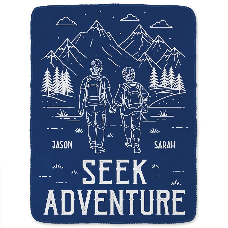 Gift For Couples,Old Couples,Gift For Husband,Gift For Wife,Gift For Boyfriend,Gift For Girlfriend,Happy - Adventure Partners For Life - Personalized Fleece Blanket, Sherpa Blanket