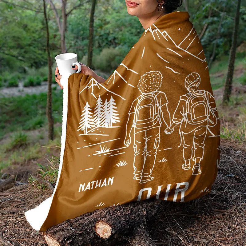 Gift For Couples,Old Couples,Gift For Husband,Gift For Wife,Gift For Boyfriend,Gift For Girlfriend,Happy - Adventure Partners For Life - Personalized Fleece Blanket, Sherpa Blanket