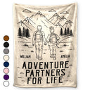 Gift For Couples,Old Couples,Gift For Husband,Gift For Wife,Gift For Boyfriend,Gift For Girlfriend,Happy - Adventure Partners For Life - Personalized Fleece Blanket, Sherpa Blanket