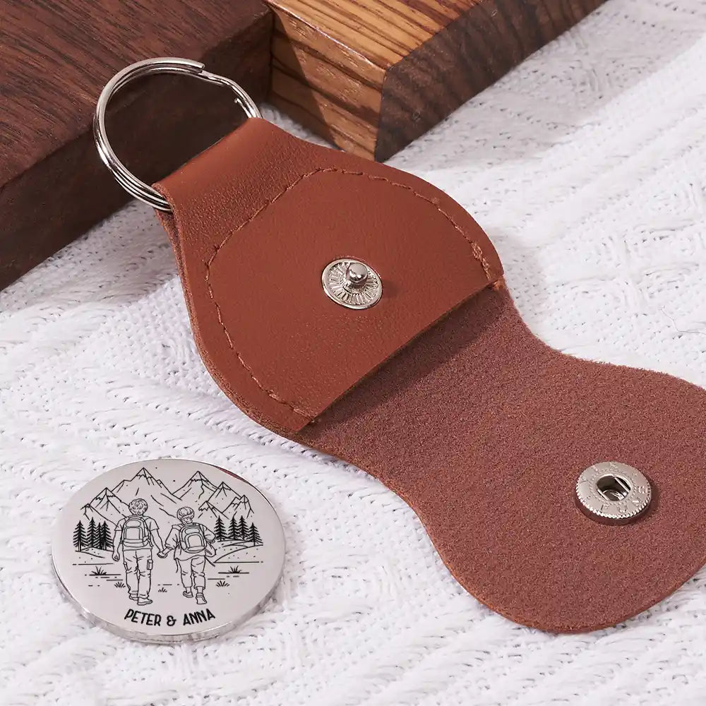 Gift For Couples,Gift For Husband,Old Couples,Gift For Wife,Gift For Boyfriend,Gift For Girlfriend,LGBT,Love - Adventure Partners For Life - Personalized Leather Pocket Hug