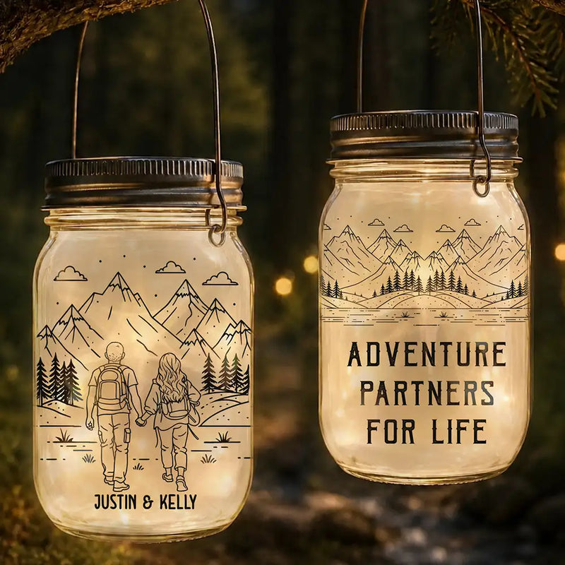 Adventure Partners For Life - Personalized Mason Jar Light