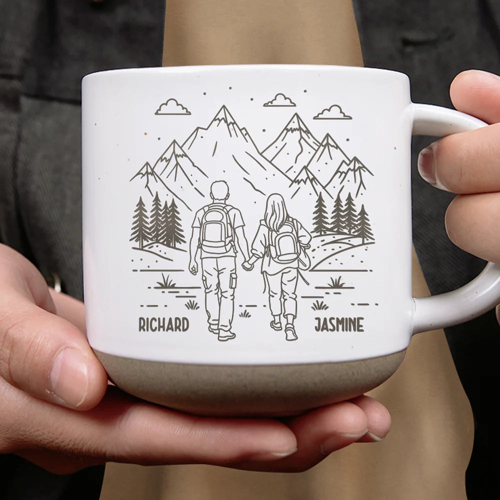 Gift For Couples,Old Couples,Gift For Husband,Gift For Wife,Gift For Boyfriend,Gift For Girlfriend,Happy - Adventure Partners For Life - Personalized Pottery Mug
