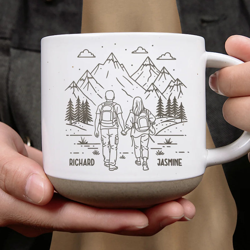 Gift For Couples,Old Couples,Gift For Husband,Gift For Wife,Gift For Boyfriend,Gift For Girlfriend,Happy - Adventure Partners For Life - Personalized Pottery Mug